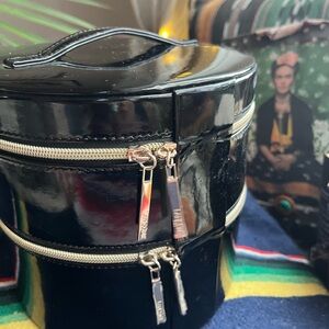 Vintage Black patent Case with Dual Zippers